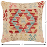 handmade Traditional Pillow Red Blue Hand-Woven SQUARE 100% WOOL Hand woven turkish pillow2' x 2'